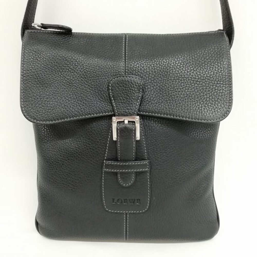Loewe Leather Shoulder Bag Sacoche Black